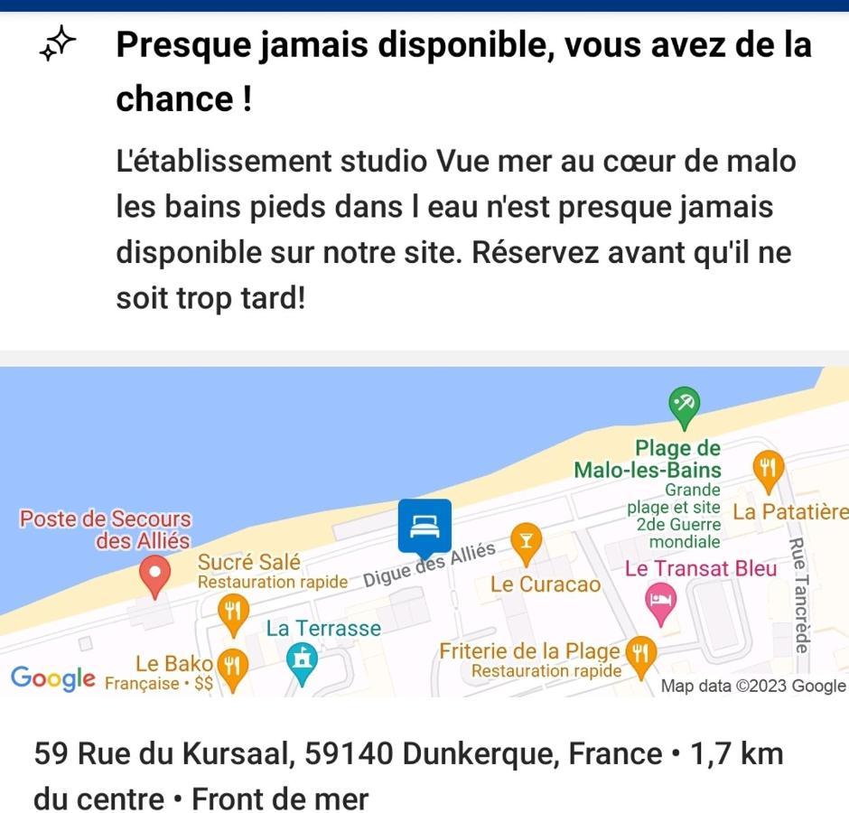 Studio Vue Mer Au Coeur De Malo Les Bains Pieds Dans L Eau Дюнкерк Экстерьер фото